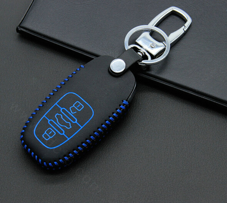 Cheap Genuine Leather Key Ring Auto Key Bags Smart for Audi R8 - Blue